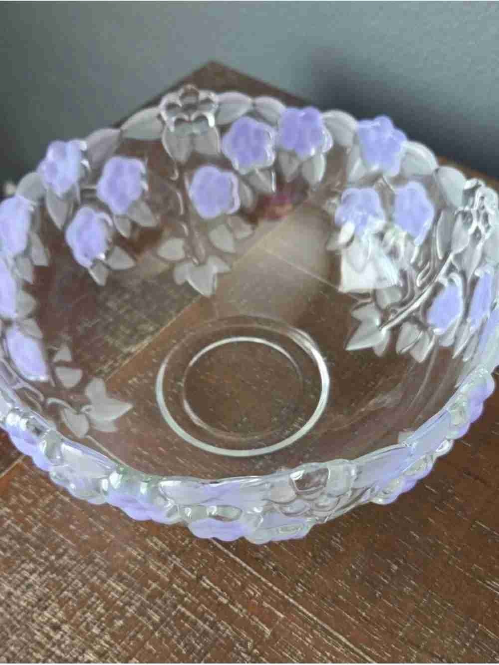Decorative Glass Floral Bowl in Lavender - Home Art